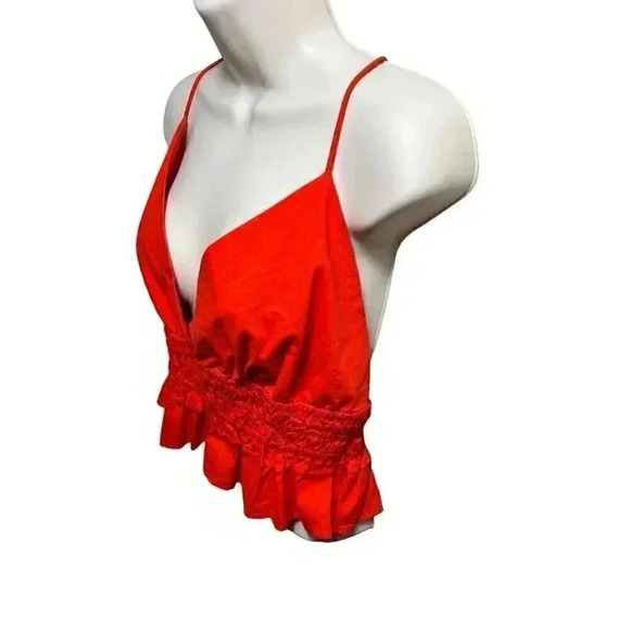 Sim & Sam Juniors XL PAOLINA RED Smocked Strappy Ruffled Tiered Crop Top - Picture 2 of 9